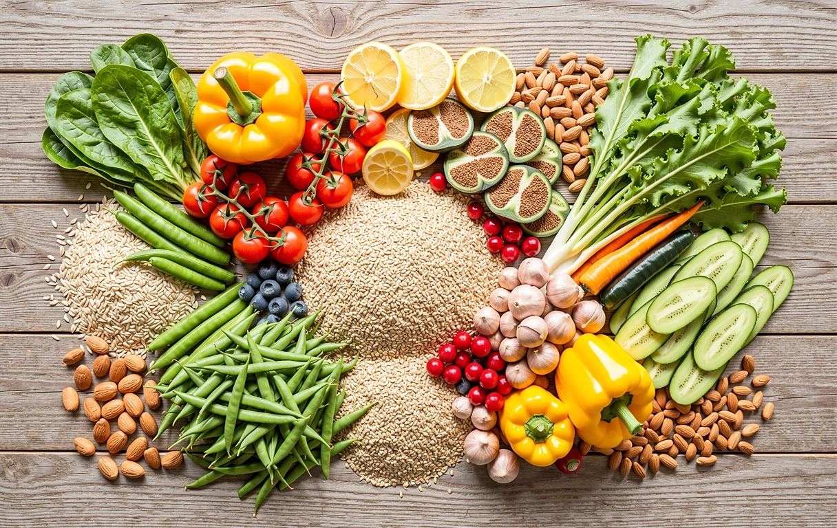 Gesunde Ernährung visualisiert durch frische Zutaten